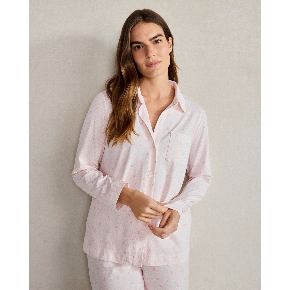 Haven Well Within Organic Cotton Jersey Tulip Print Pink Pajama Set Womens Large